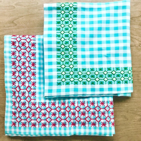 Vintage Kitchen 1950s Gingham Card Tablecloths Set Of 2 Poshmark